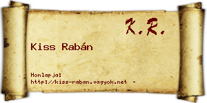 Kiss Rabán névjegykártya